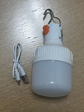Rechargeable LED Hanging Bulb with Hook - White